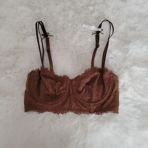 🏵AERIE REAL POWER UNLINED BALCONETTE SUNFLOWER LACE BRA SIZE 32C